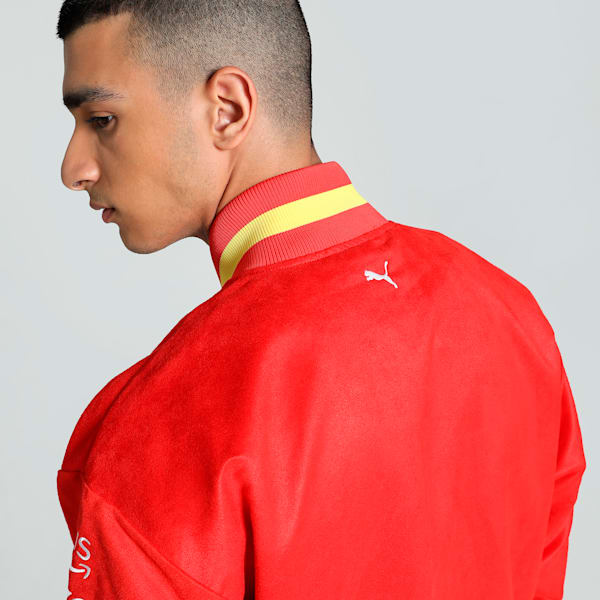 Scuderia Ferrari Team Varsity Men's Motorsport Jacket, Burnt Red, extralarge-IND