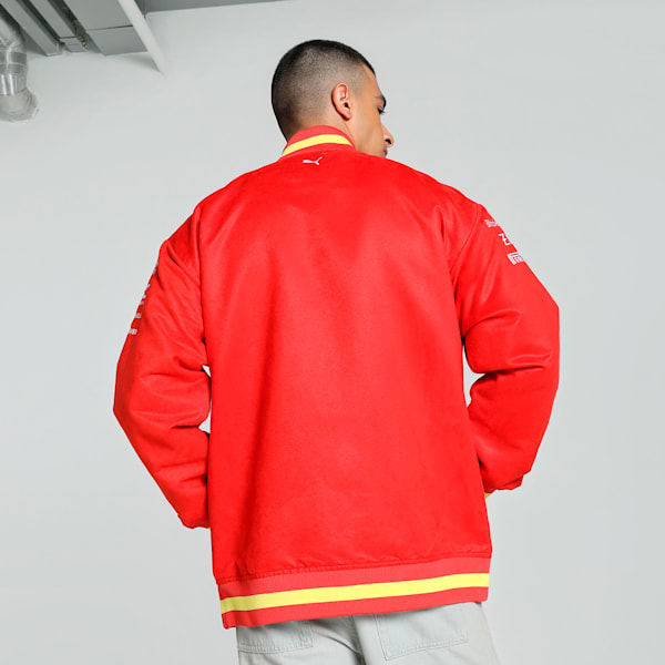 Scuderia Ferrari Team Varsity Men's Motorsport Jacket, Burnt Red, extralarge-IND