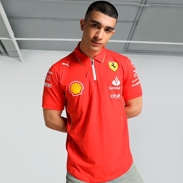 Scuderia Ferrari Team Pro Men's Polo, Burnt Red, extralarge-IND