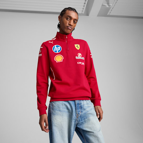 Scuderia Ferrari HP 2025 Team Quarter-Zip Sweatshirt Men, Dark Cherry, extralarge