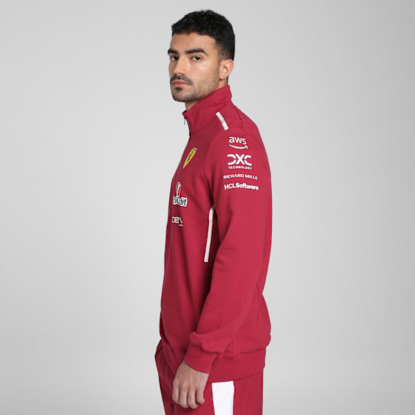 Scuderia Ferrari 2025 Team Men's 1/2 Zip Motorsport Sweatshirt, Dark Cherry, extralarge-IND