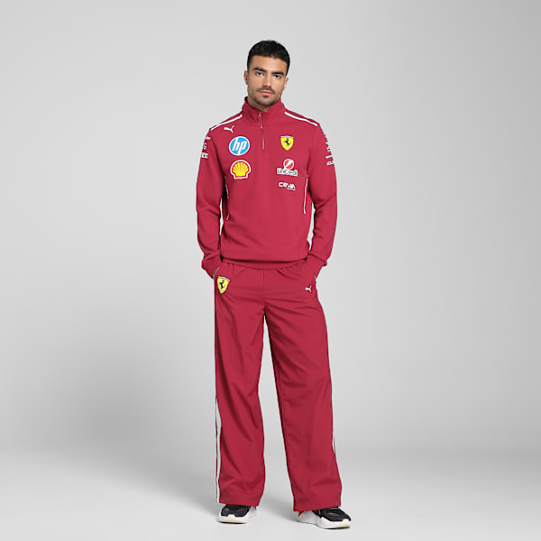 Scuderia Ferrari 2025 Team Men's 1/2 Zip Motorsport Sweatshirt, Dark Cherry, extralarge-IND