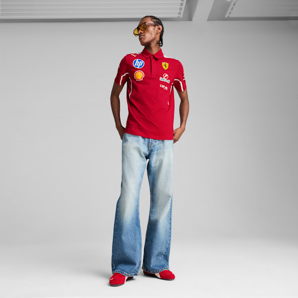 Playera polo Scuderia Ferrari 2025 Team II para hombre, Dark Cherry, extralarge