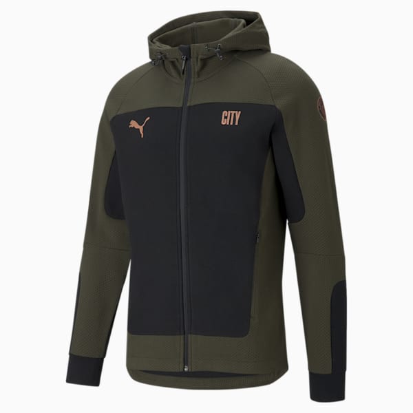 Man City Evostripe Hooded Men's Football Jacket, Cotton Black-Forest Night, extralarge-IND