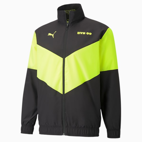 BVB Men's Prematch Jacket, Puma Black-Safety Yellow