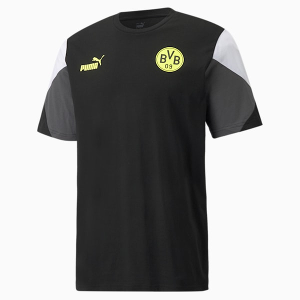 BVB ftblCulture Men's T-Shirt, Puma Black-Safety Yellow, extralarge-IND