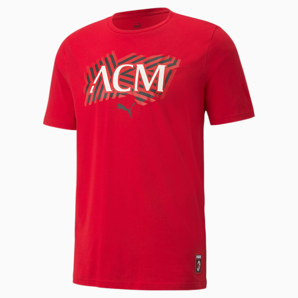 AC Milan Football Core Men's T-Shirt, Tango Red -Puma Black