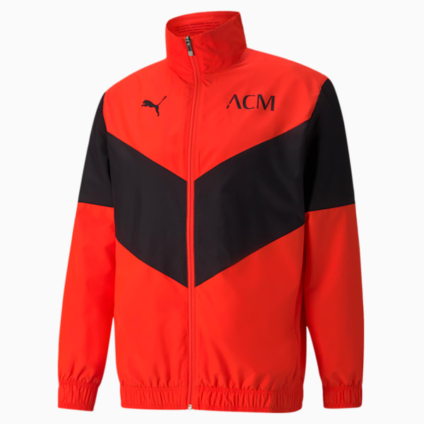 AC Milan Men's Prematch Woven Jacket, Red Blast-Puma Black, extralarge-IND