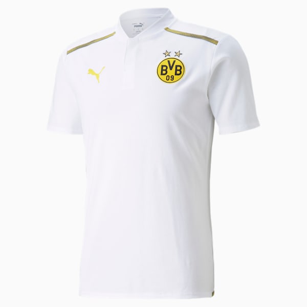 BVB Casuals Men's Slim Polo, Puma White-Cyber Yellow, extralarge-IND