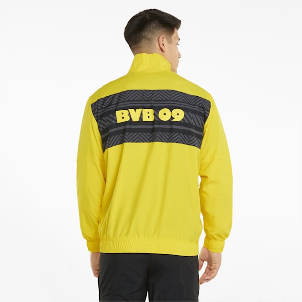 BVB Prematch Men's Soccer Jacket, Cyber Yellow-Puma Black
