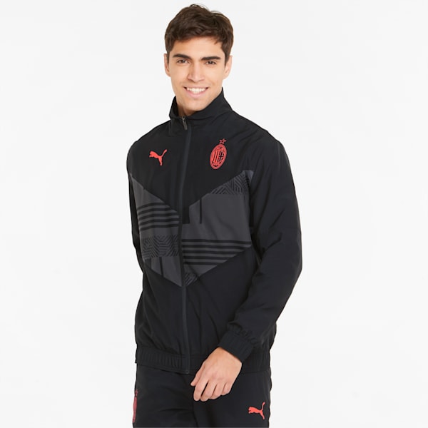 ACM Prematch Men's Soccer Jacket, Puma Black-Red Blast, extralarge