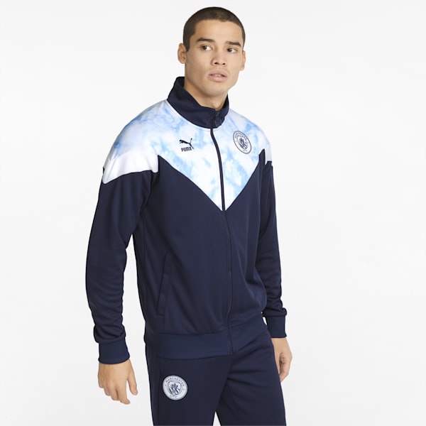Manchester City Iconic MCS Men's  Track Jacket, Peacoat-Puma White, extralarge-IND