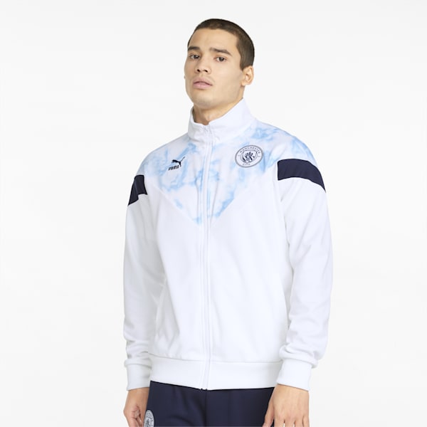 Manchester City Iconic MCS Men's  Track Jacket, Puma White-Team Light Blue, extralarge-IND