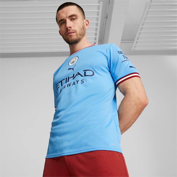 Manchester City F.C. Home Men's Replica Jersey, Team Light Blue-Intense Red, extralarge-IND