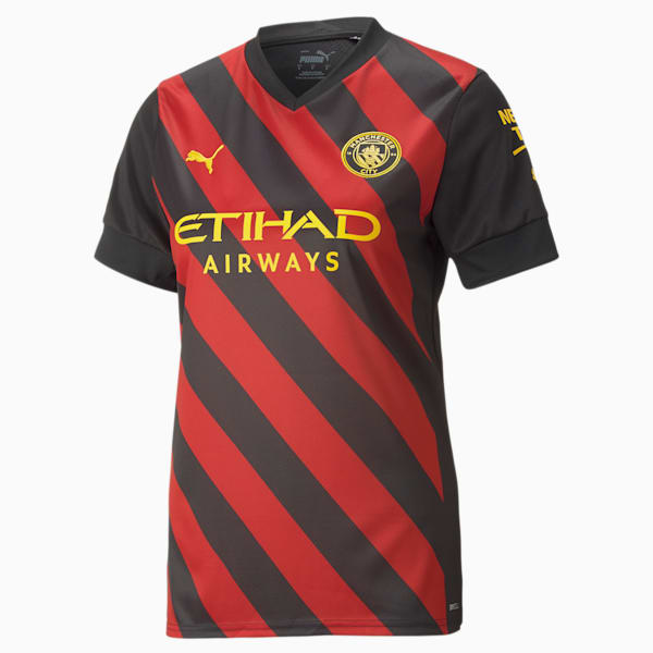 Manchester City F.C. Away 22/23 Replica Women's Regular Fit Jersey, Puma Black-Tango Red, extralarge-IND
