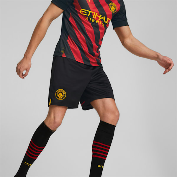 Réplica de shorts Manchester City F.C. '22/'23 para hombre, Puma Black-Tango Red
