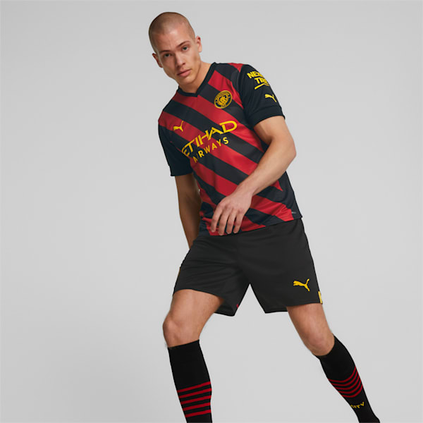 Shorts para hombre réplica del Manchester City F.C.22/23, Puma Black-Tango Red, extralarge