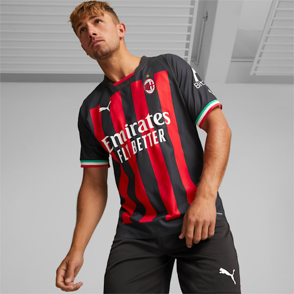 A.C. Milan Home 22/23 Men's Authentic Jersey, Puma Black-Tango Red