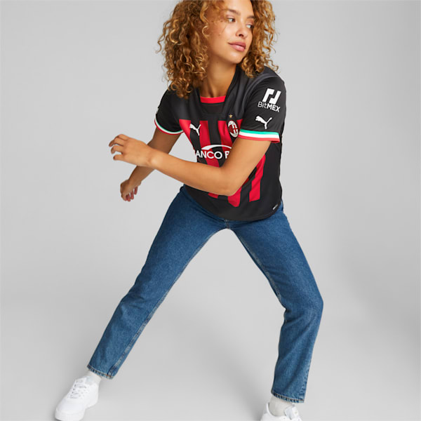 A.C. Milan Home 22/23 Replica Women's Regular Fit Jersey, Puma Black-Tango Red, extralarge-IND