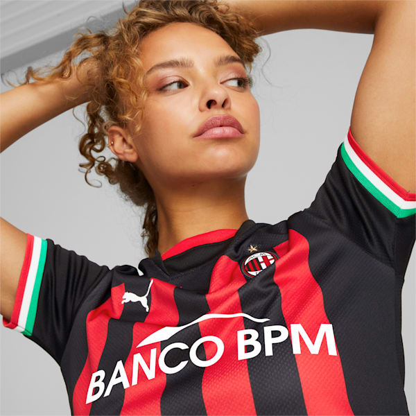 A.C. Milan Home 22/23 Replica Women's Regular Fit Jersey, Puma Black-Tango Red, extralarge-IND