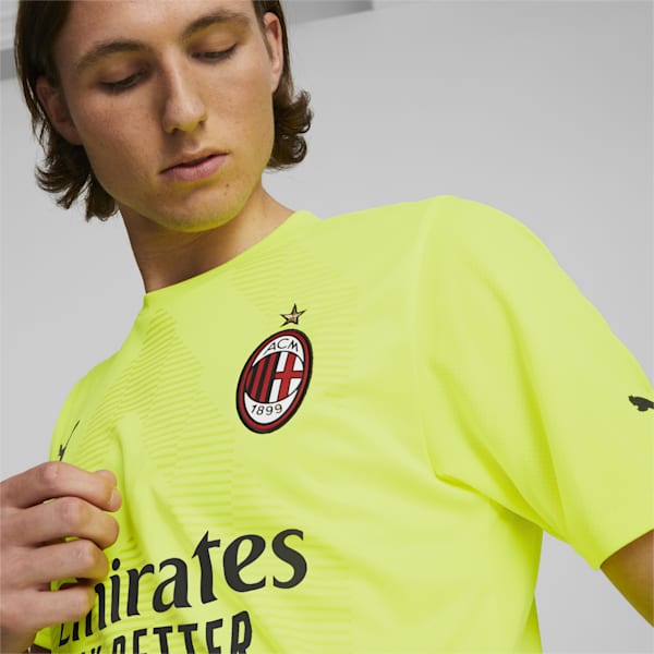 A.C. Milan Goalkeeper Short Sleeve Men's Replica Jersey, Yellow Alert-Puma Black