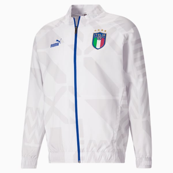 Chamarra de fútbol Italia Prematch visitante para hombre, Puma White-Feather Gray, extralarge