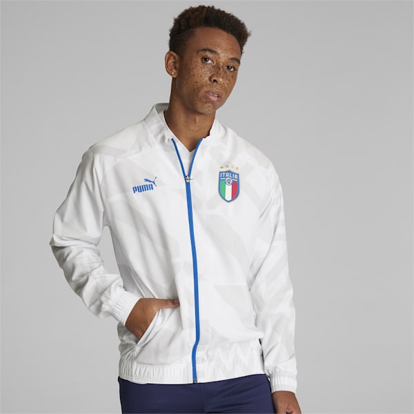 Italy Soccer Men's Prematch Away Jacket, Puma White-Feather Gray, extralarge