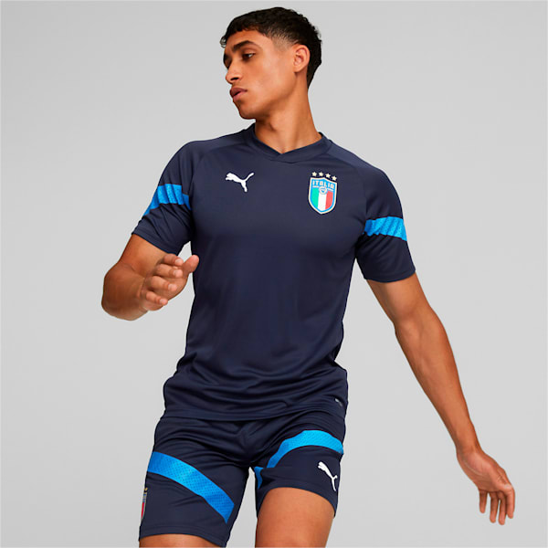 メンズ FIGC イタリア COACH トレーニング 半袖 シャツ, Peacoat-Ignite Blue