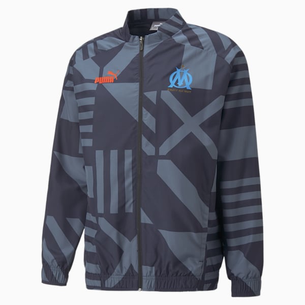 Olympique de Marseille Football Prematch Jacket Men, Parisian Night-Bleu Azur