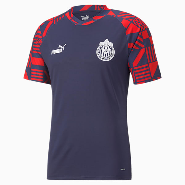 C.D. Guadalajara Soccer Men's Prematch Jersey, Peacoat-Puma Red