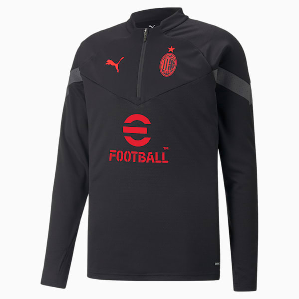 A.C. Milan Football Quarter-zip Training Top Men, Puma Black-Asphalt