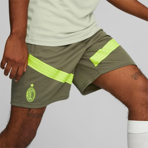 A.C. Milan Men's Football Training Shorts, Dark Green Moss-Spring Moss, extralarge-IND