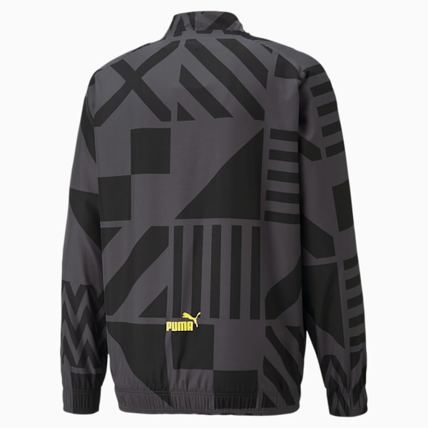Chaqueta de fútbol de concentración Borussia Dortmund para hombre, Puma Black-Asphalt