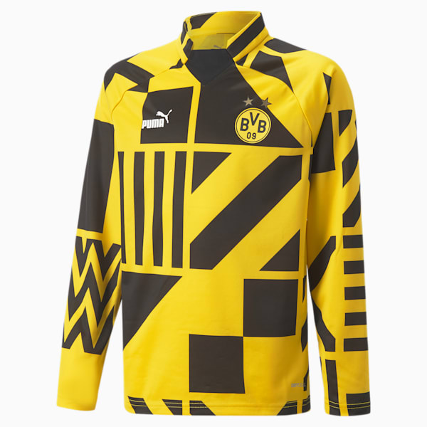 Borussia Dortmund Football Prematch Sweatshirt Youth, Puma Black-Cyber Yellow