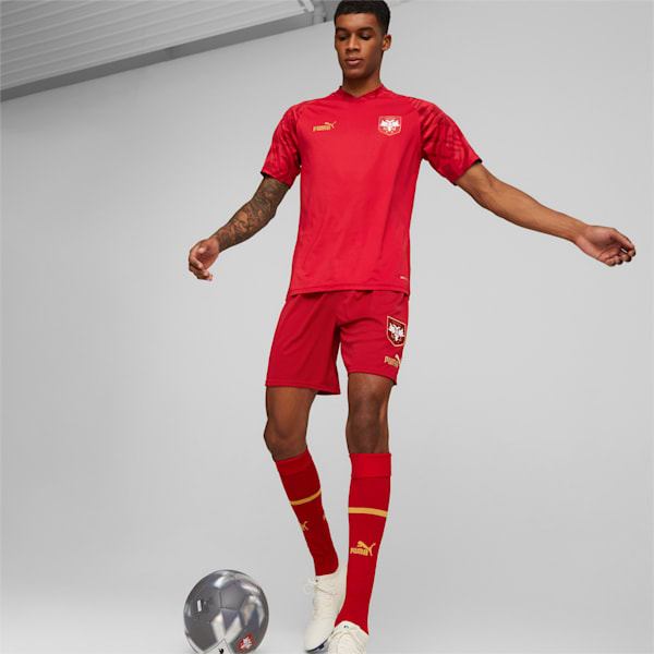 Serbia Football Prematch Jersey Men, Chili Pepper-Victory Gold, extralarge-GBR