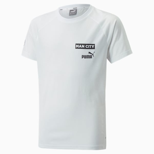 Manchester City F.C. Casuals Football Tee Youth, Puma White-Puma Black