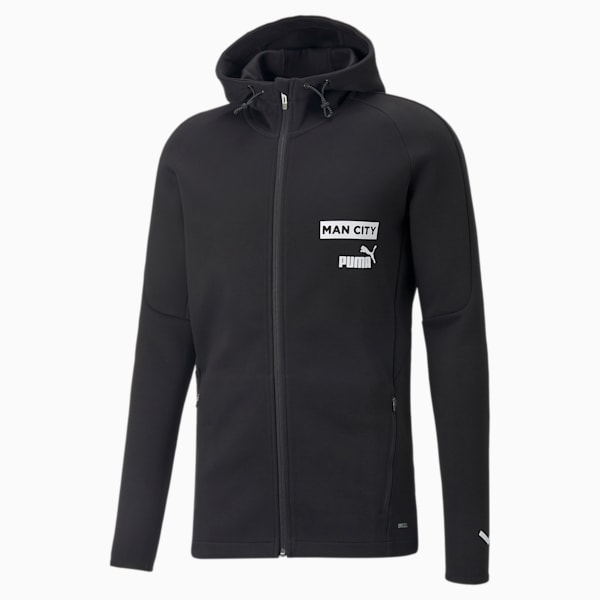 Manchester City F.C. Football Casuals Hooded Jacket Men, Cotton Black-Puma White, extralarge-GBR
