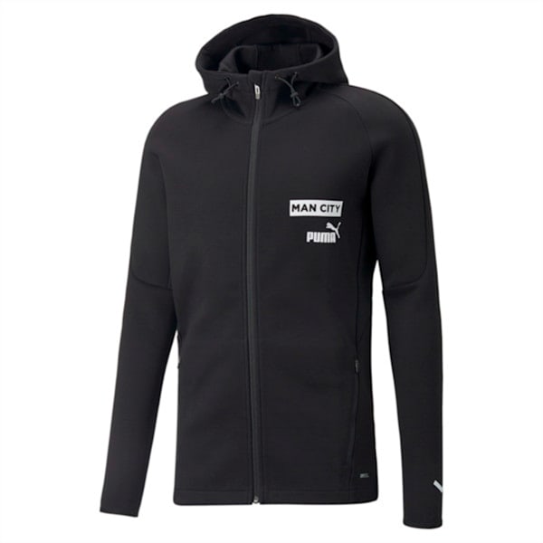 メンズ マンチェスター シティー MCFC カジュアル フーディー ジャケット, Cotton Black-Puma White