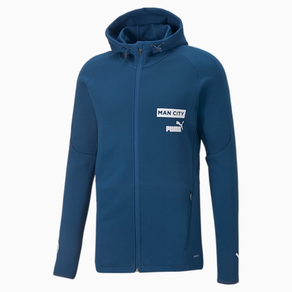 Manchester City F.C. Football Casuals Hooded Jacket Men, Sailing Blue-Puma White