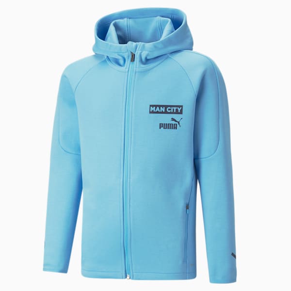 Manchester City F.C. Football Casuals Hooded Jacket Youth, Team Light Blue-Parisian Night