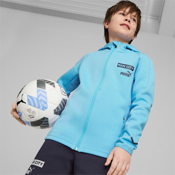 Manchester City F.C. Football Casuals Hooded Jacket Youth, Team Light Blue-Parisian Night