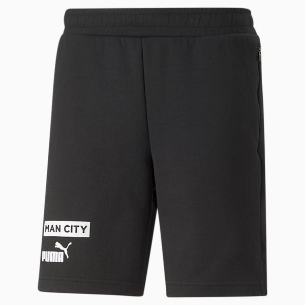 Manchester City F.C. Football Casuals Shorts Men, Cotton Black-Puma White