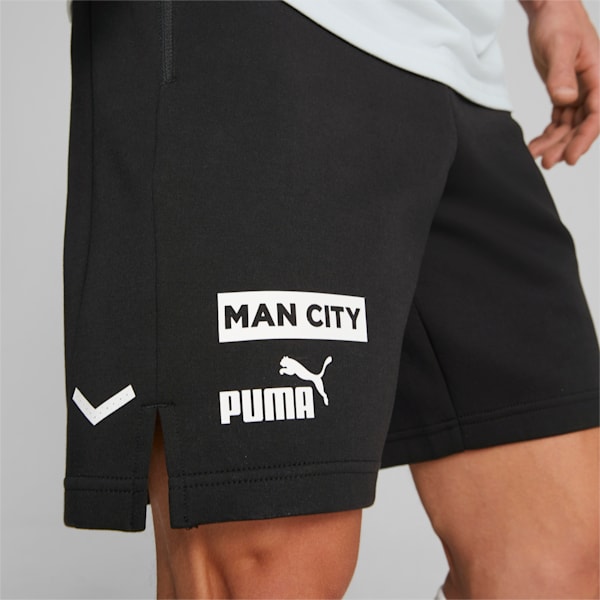 Manchester City F.C. Football Casuals Shorts Men, Cotton Black-Puma White