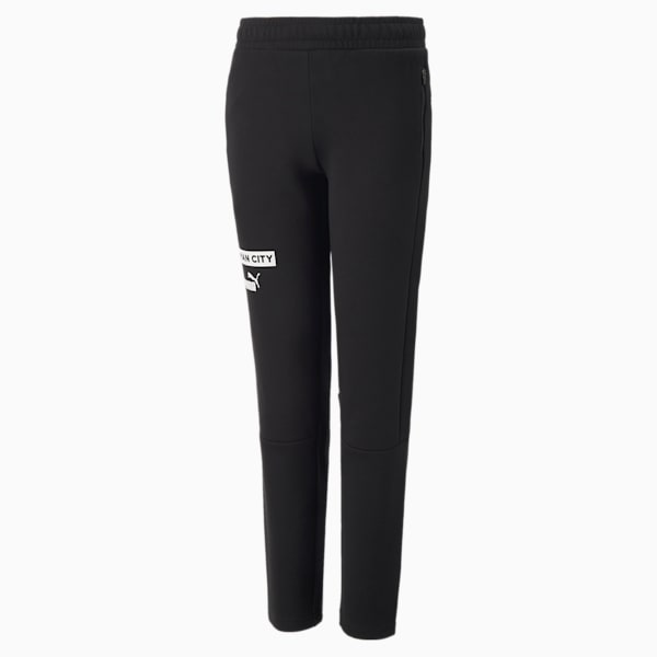 Manchester City F.C. Football Casuals Pants Youth, Cotton Black-Puma White, extralarge-GBR
