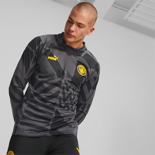 Manchester City F.C. Football Prematch Sweatshirt Men, Puma Black-Spectra Yellow