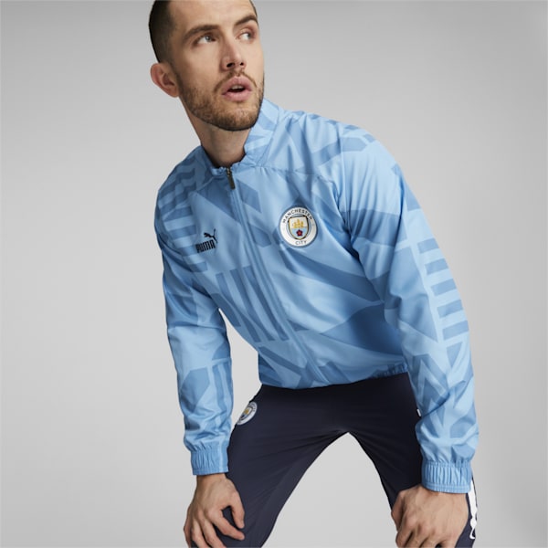 Manchester City F.C. Prematch Football Jacket Men, Team Light Blue-Peacoat