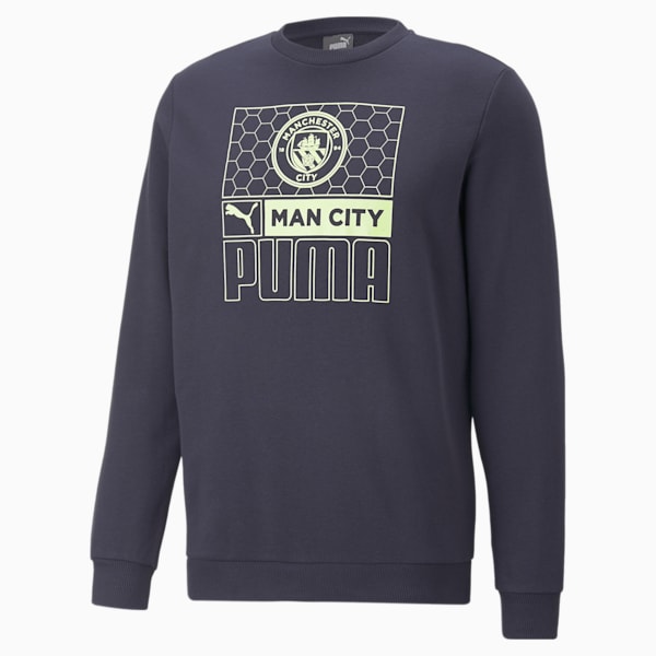 Manchester City F.C. FtblCore Men's Crew Sweatshirt, Parisian Night-Fizzy Light