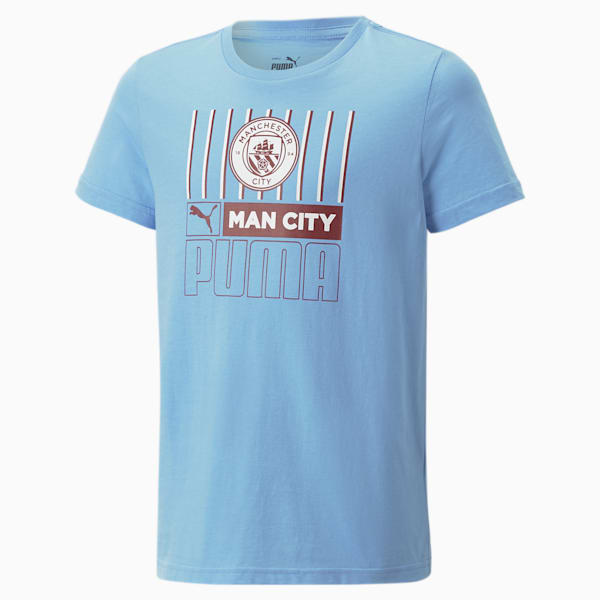 キッズ マンチェスター シティー MCFC フットボールコア 半袖 Tシャツ JR 116-152cm, Team Light Blue-Intense Red, extralarge-JPN