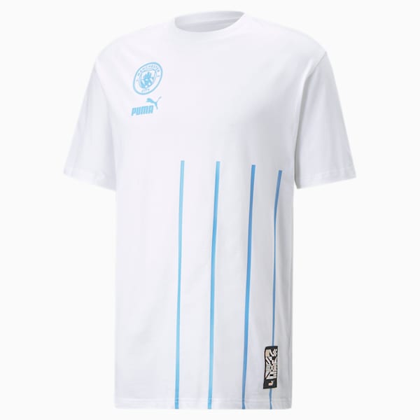 Manchester City F.C. ftblCulture Tee Men, Puma White-Team Light Blue