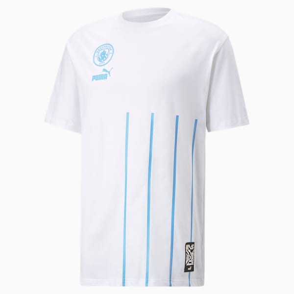 メンズ マンチェスター シティー MCFC フットボールカルチャー 半袖 Tシャツ, Puma White-Team Light Blue, extralarge-IND